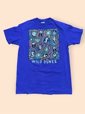 Vintage 1980s T Shirt Wild Dunes Ocean Beach Purple Large Vtg 80s